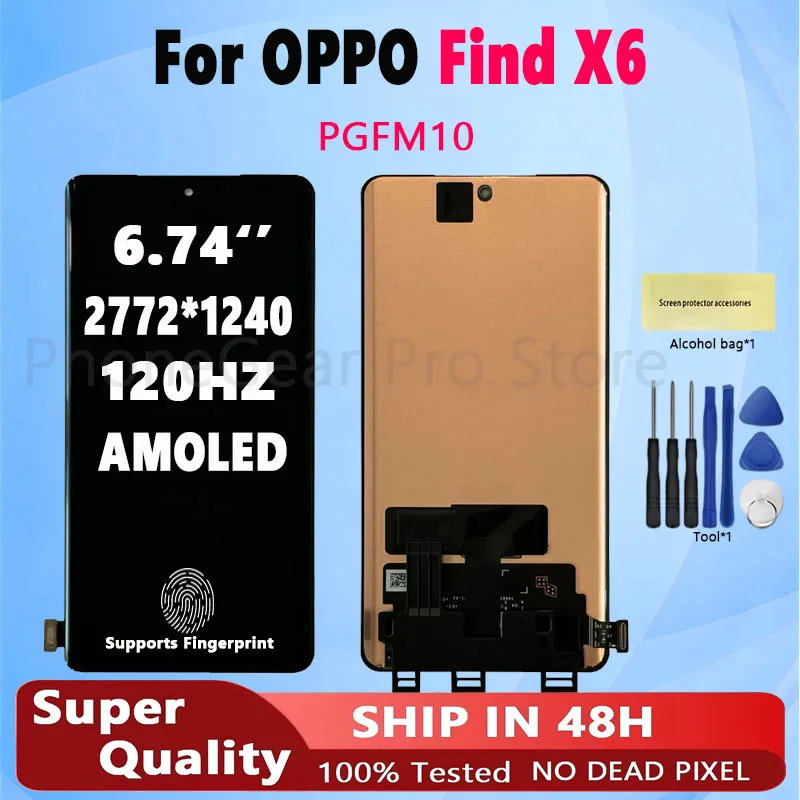 6.74'' 120Hz Orig AMOLED Screen For OPPO Find X6 5G, PGFM10 Phone Display Touch Screen Repair Replacement Spare Part