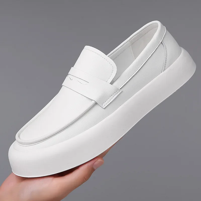 

New Leather Off White Shoes Fashion Loafers Men Designer Soft-soled Platform Sneakers Business Men Dress Shoes Zapatos De Hombre