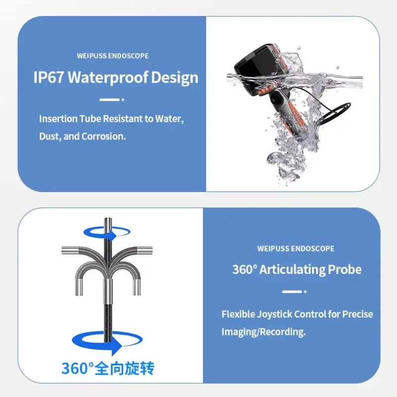 1.8mm-10mm 5inch Industrial Inspection Camera China 360 Endoscopic Inspection Wifi Vision Camera For Casting Welds Inspect