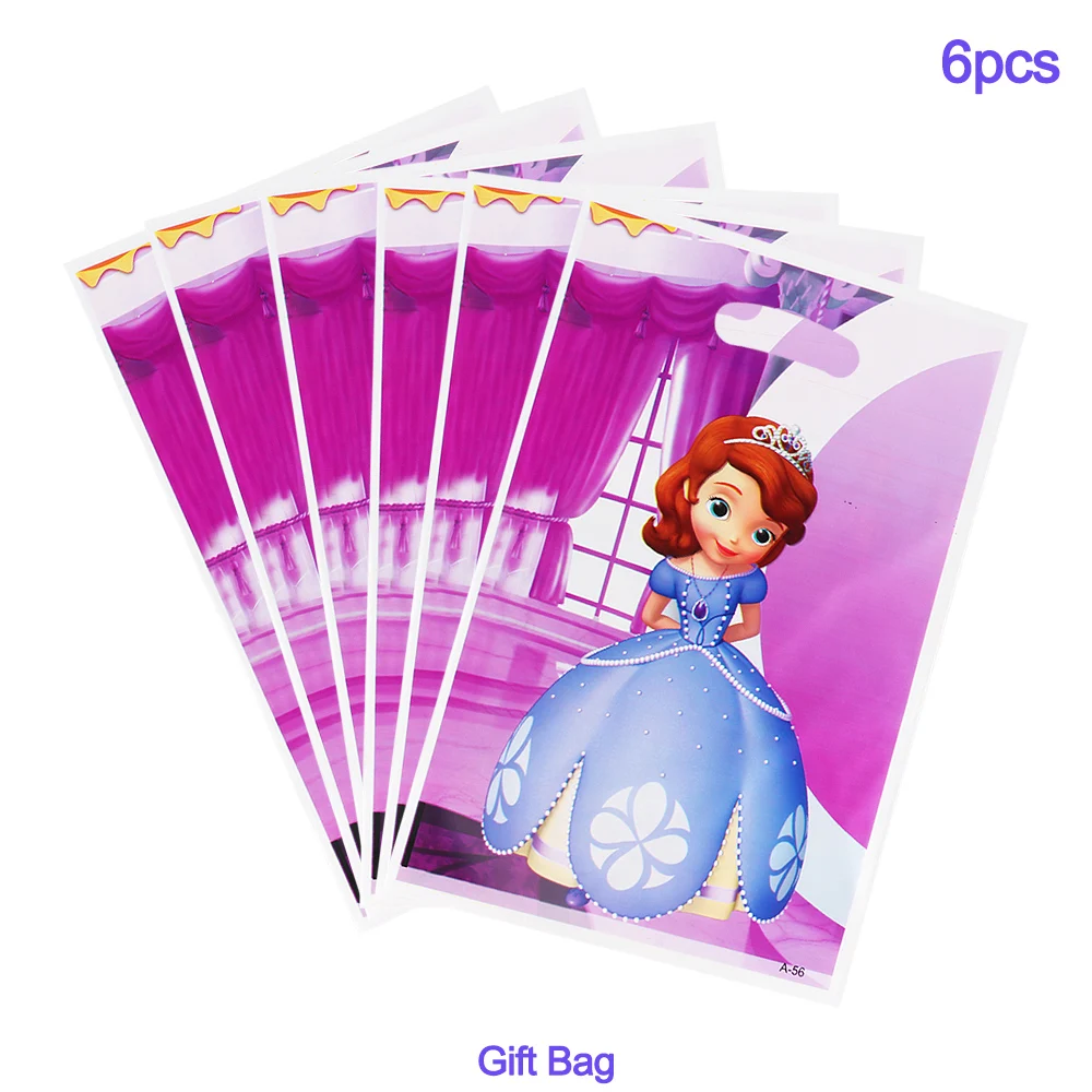 6-person set Disney Princess Sofia Baby Shower Disposable Birthday Party Tableware Set Girl's Favorite Theme