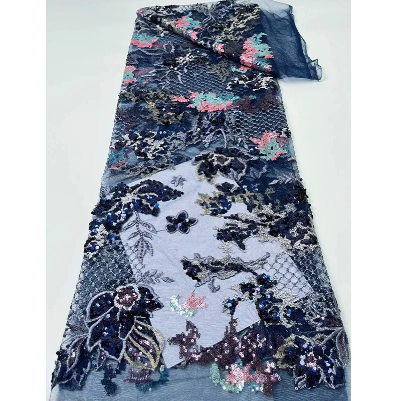 1yard soft mesh telas Retro Sequin flower embroidery fabrics for clothing cheongsam Wedding dresses DIY handmade fabric