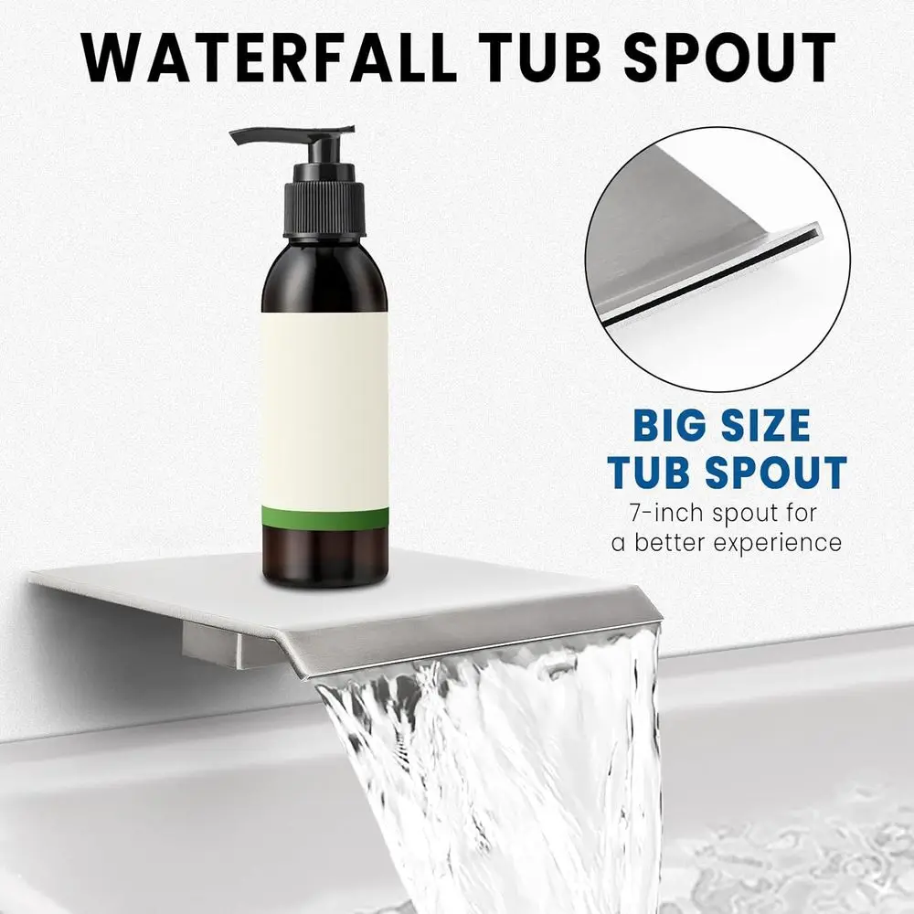 12-Regenduschsystem mit Handbrause, Wannenauslauf und gebürstetem Nickel-Finish