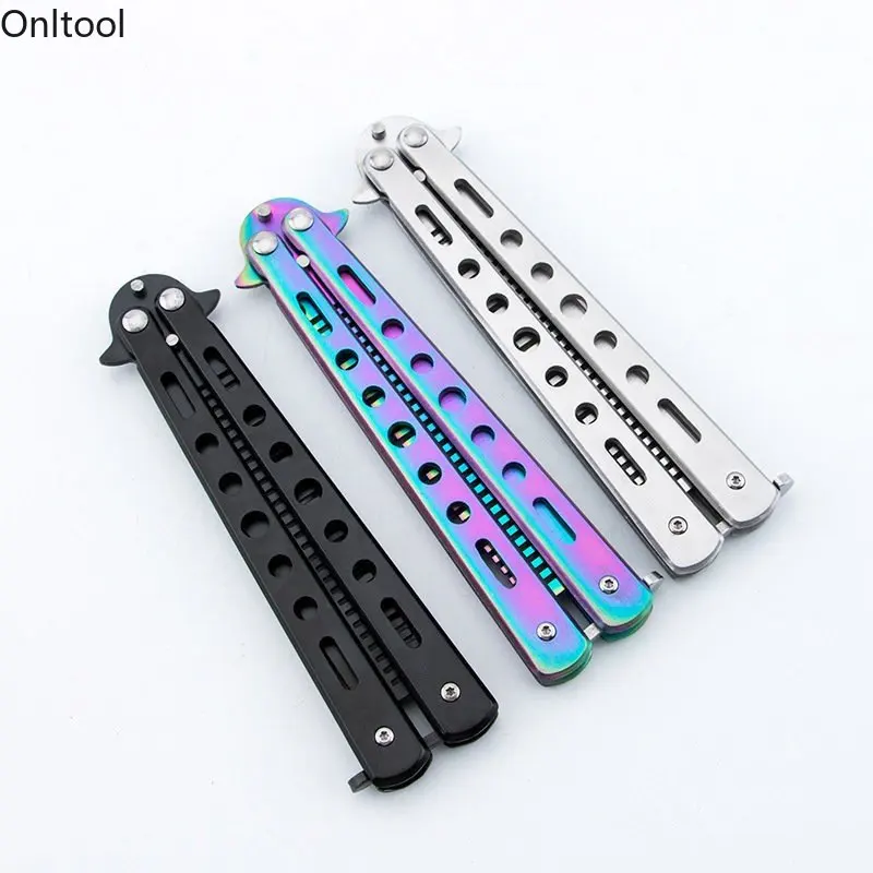 Portable Folding Uncut Butterfly Knife Outdoor Tool Stainless Steel Practice Knife No Cutting Edge Training Knife Practice Tools