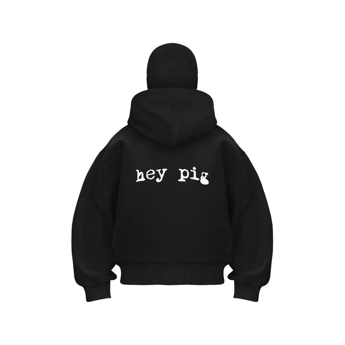 

Hey Pig minimalist text art Men's Double Hood Balaclava Zip Hoodie Winter Warm
