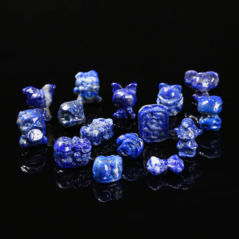 1 Pc Natural Lapis Lazuli Stone Carved Lion Head Flower Rectangular Shape Bead For Jewelry Making Necklace Bracelet Accessory