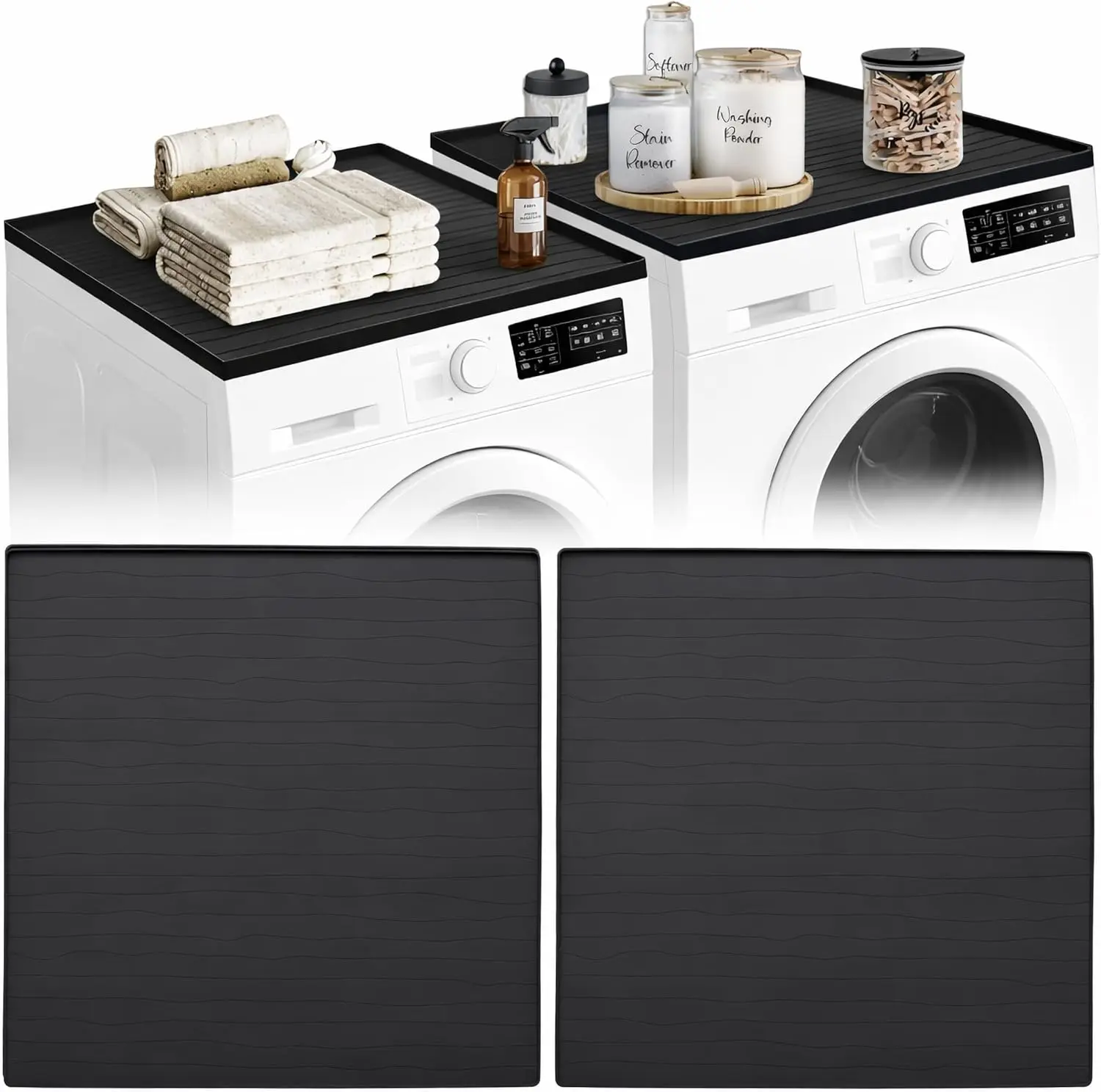 

2 шт. Нескользящие водонепроницаемые силиконовые коврики-протекторы для стиральных и сушильных машин, 25x25 дюймов, верхняя накладка для стиральной машины