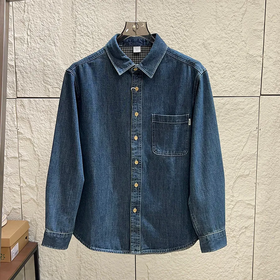 Men's Retro American Casual Denim Shirt Jacket, Heavyweight Washed Vintage Loose Fit Button-Down Shacket for Spring Fall