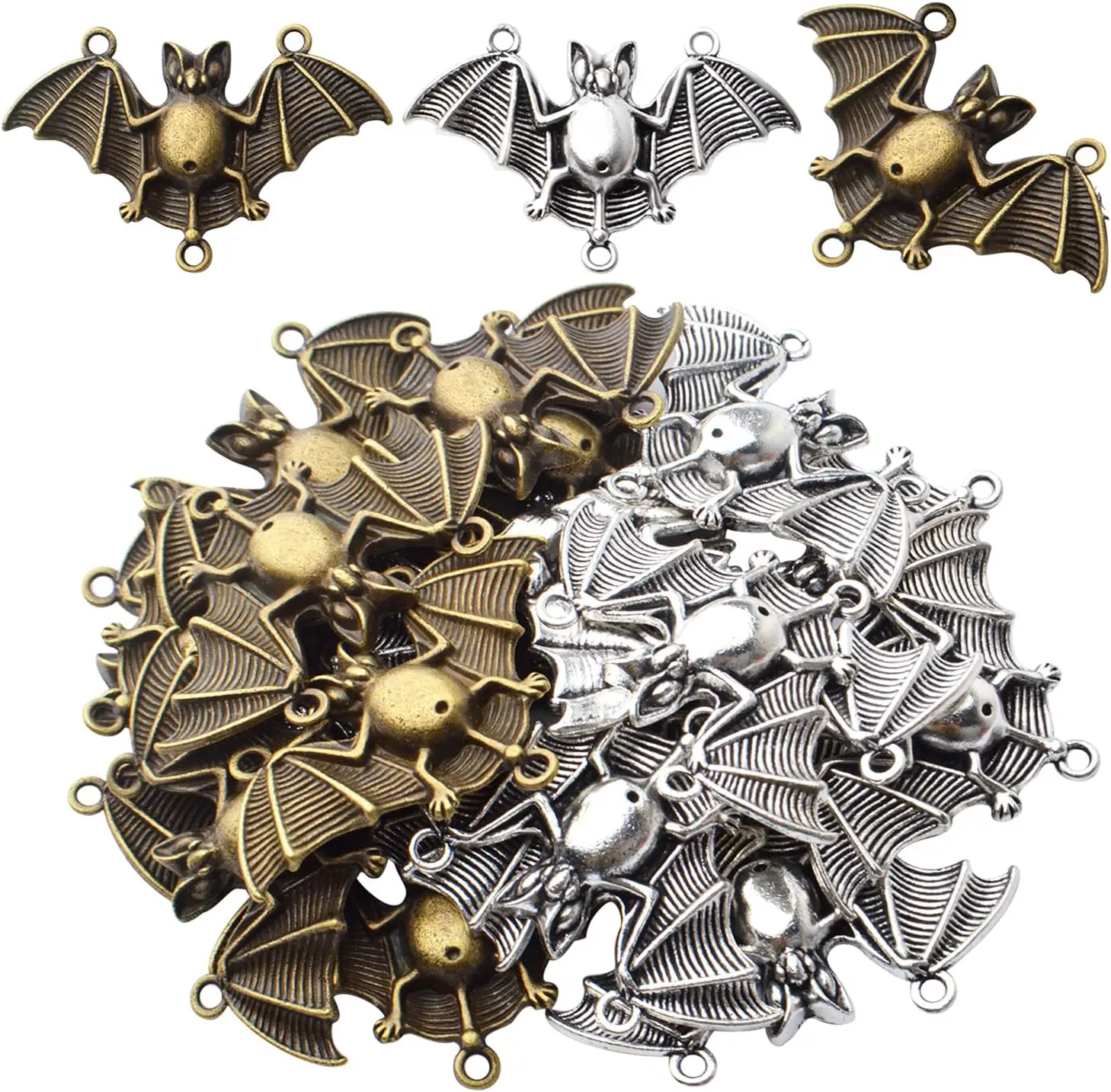 

20pcs Bat Charms Halloween Spooky Flittermouse Flying Vampire Bat Connector Charms Animal Bead Charms for DIY Jewelry Making