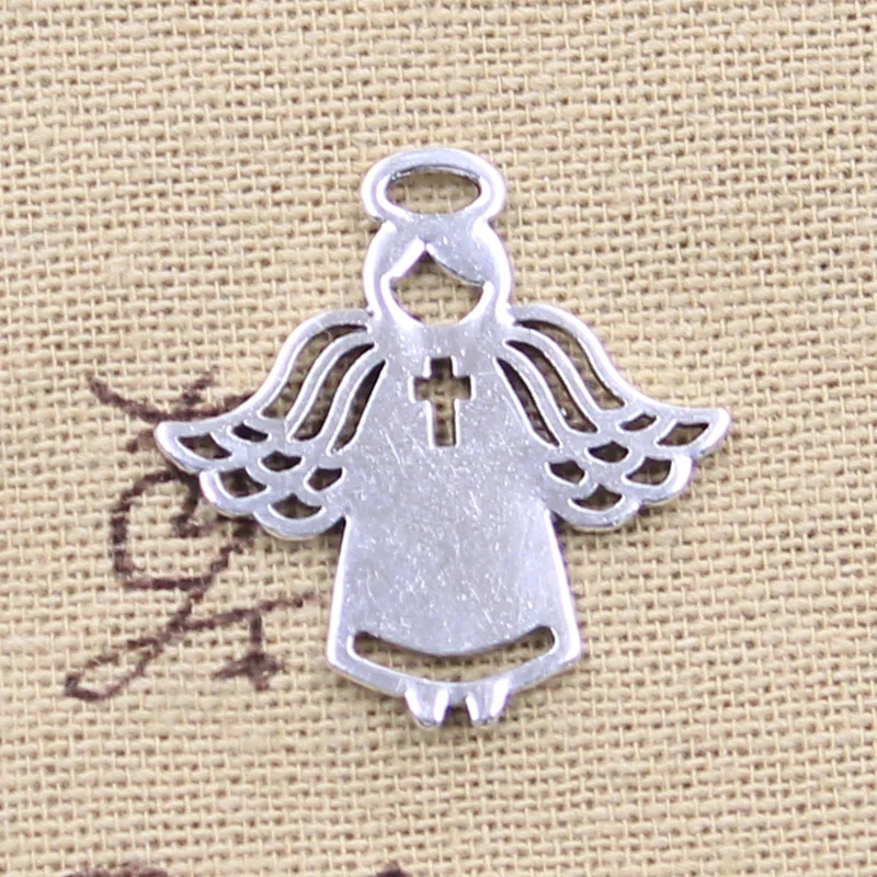 10pcs Charms Nurse Cross Heart Snowflake Angel Snow Love 27x28mm Antique Silver Color Pendants DIY Crafts Making Tibetan Jewelry