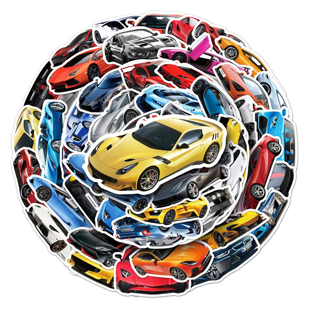 10/30/50PCS New DIY Sports Car Cartoon Personality Creative Computer Suitcase Table Water Cup Car  Decoration Waterproof Sticker