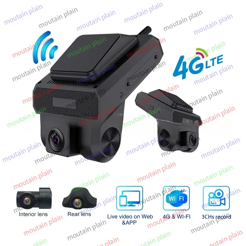 4g Dashcam 4g Sim Cloud Car Dash Camera Dvr with ADAS WIFI GPS Hd Car Dvr Front and Rear Inside Dash Cam 3 Lens Dashcam