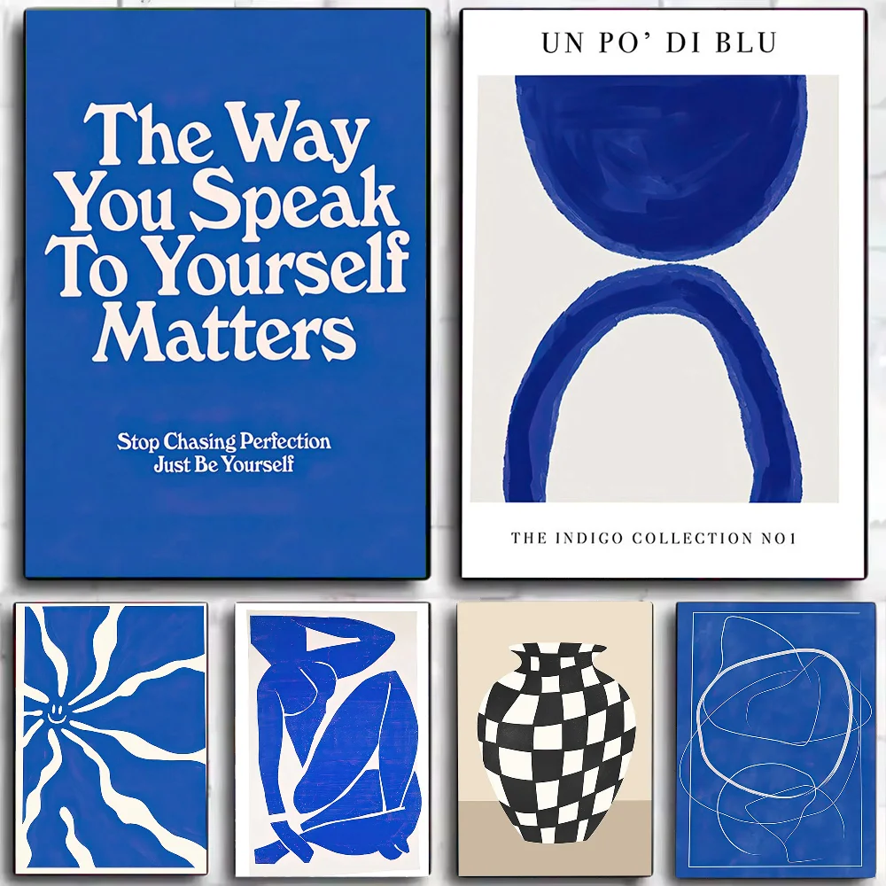 مجردة الأزرق المشارب المحيط ماتيس فتاة المشارك ملصقات الفن جداريات حائطية ديكور لعبة غرفة ديكور الهدايا Kawaii HD اللوحة القط سيارات #2