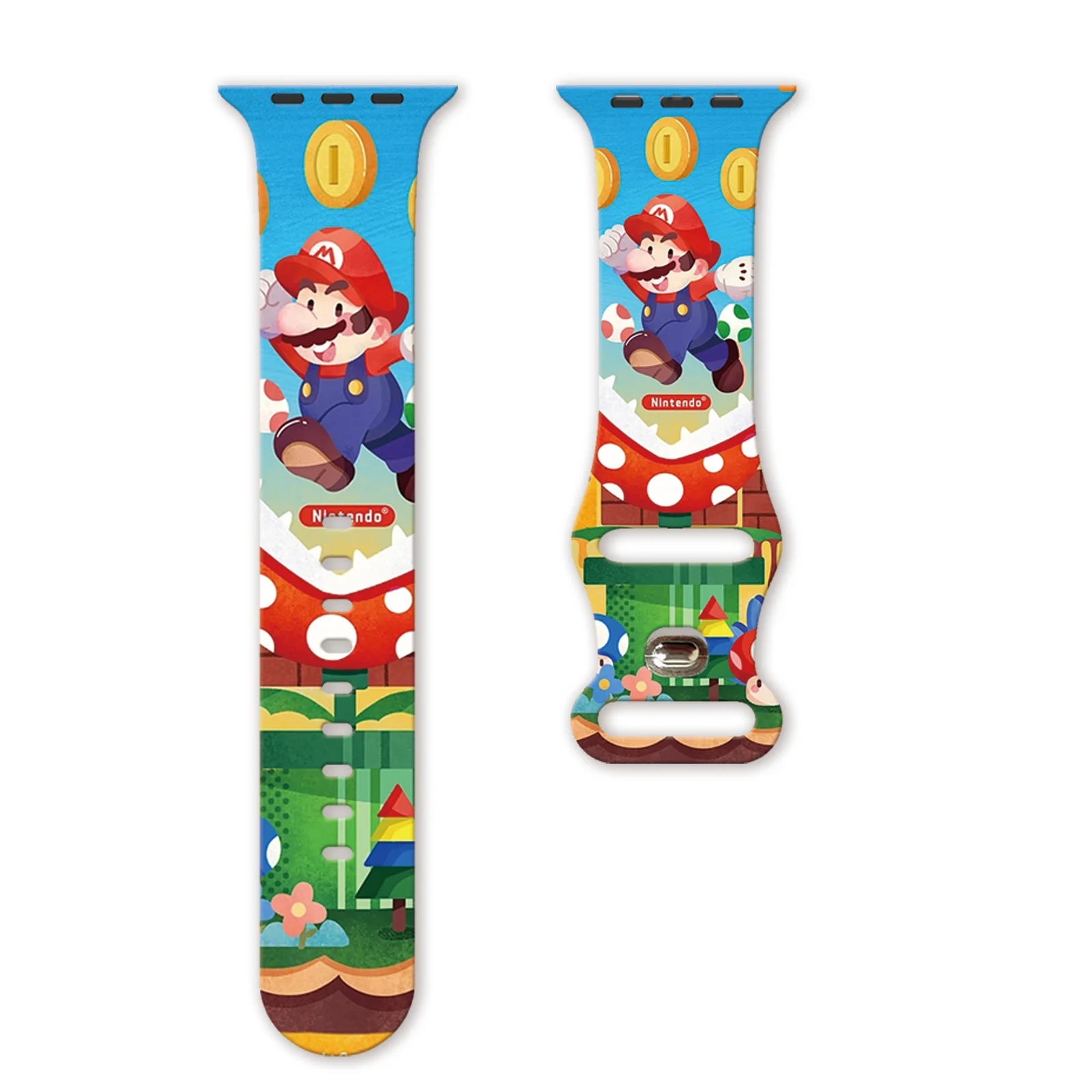 

Ремешок с принтом MINISO Super Mario для Apple Watch 11, 10, 9, 8, силиконовый ремешок, сменный браслет для iWatch 46/44/42/41 мм, ремешок для часов