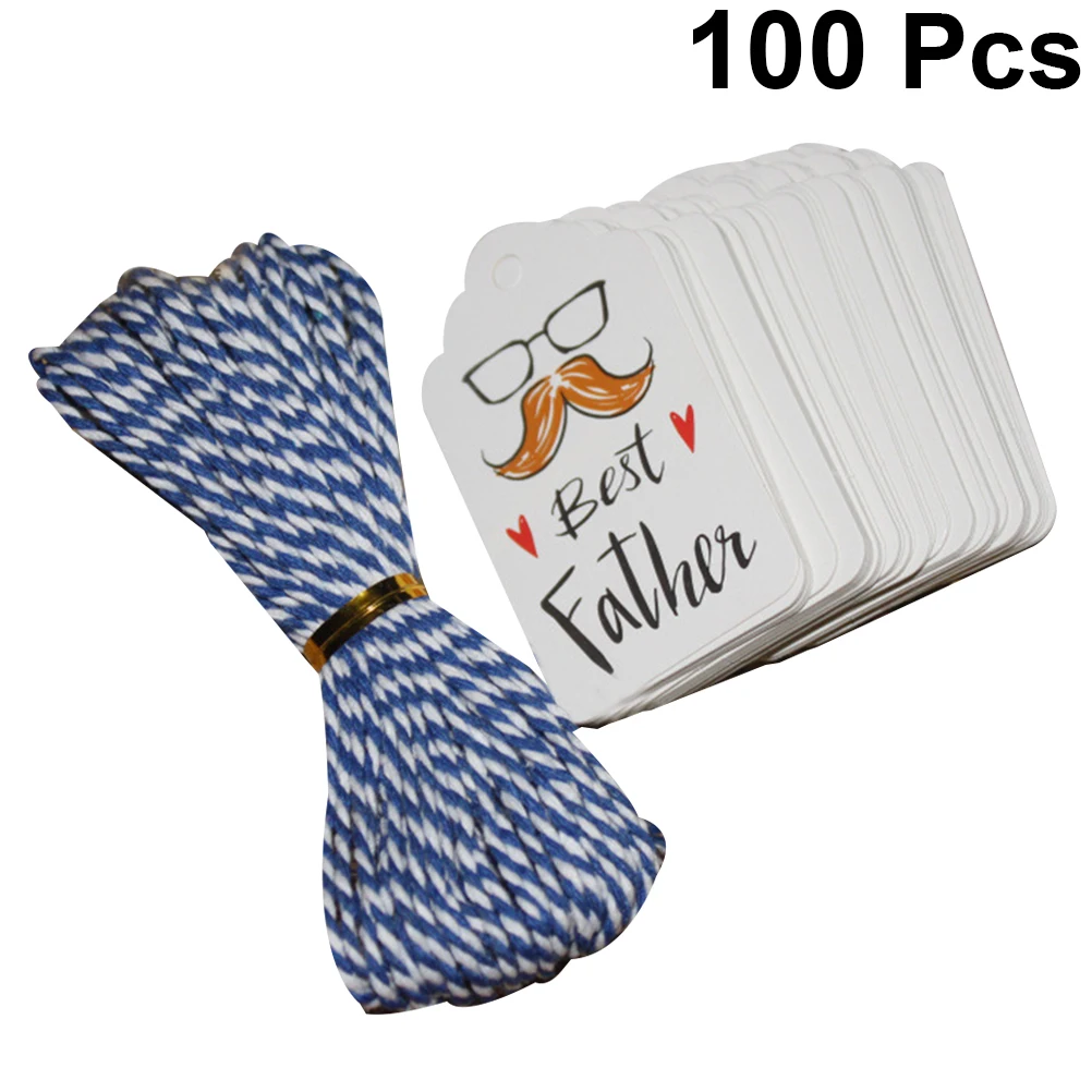 100 قطعة علامة هدية ورقية المرجعية Hangtag العلامات الزخرفية عيد الأب الحرفية الزفاف شكرا لك بطاقات الكلمات الطلاب كب كيك القبعات العالية