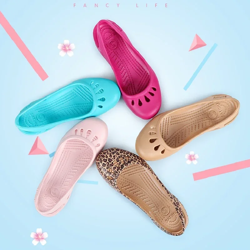 Certified Satihu Summer New Lightweight Anti Slip Hole Shoes Clog For Women\'s Flat Bottom Sandals Nurse Outdoor Beach Jelly