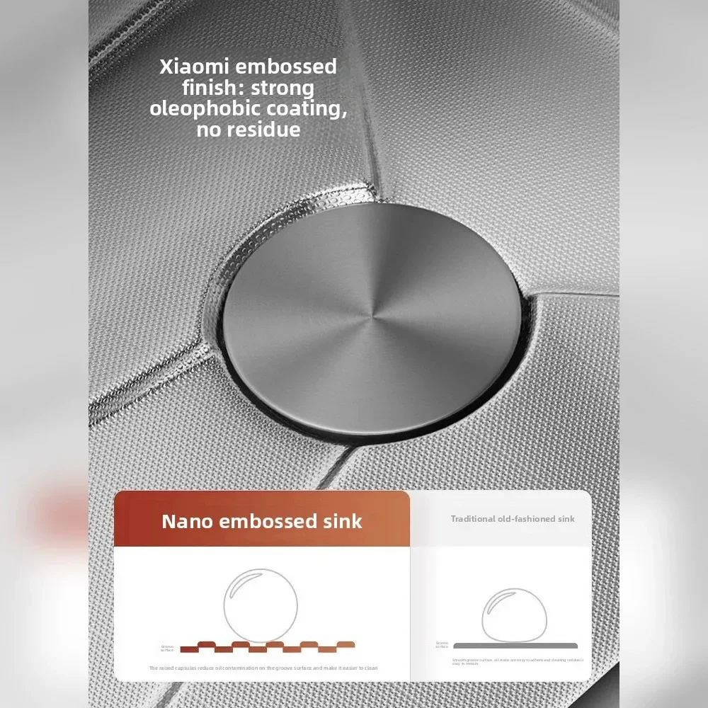 304 Stainless Steel Grain Texture 5mm Thick Single Bowl Kitchen Sink for Washing Vegetables Dishes Nano Wash US European Market