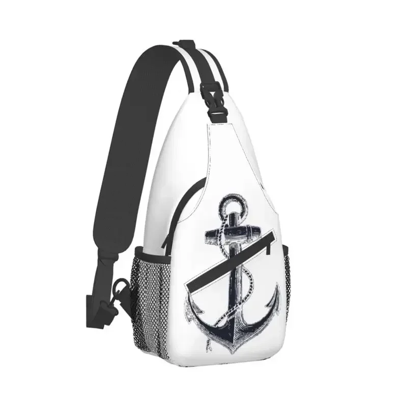 Nautical Anchor Sling Brusttasche, maßgeschneiderter Sailor Adventure Umhängetasche für Herren, Radfahren, Camping, Tagesrucksack