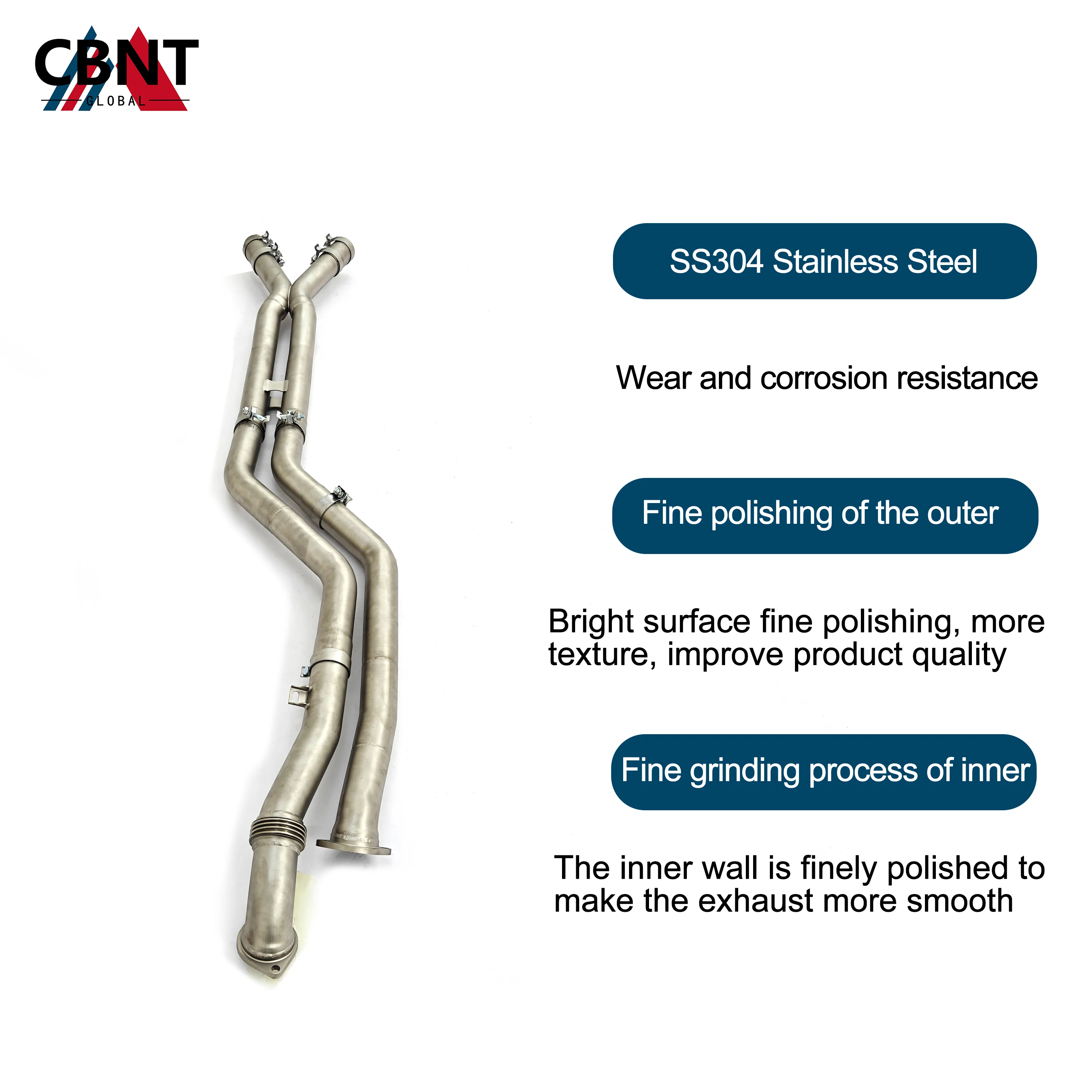 CBNT لسيارات BMW M3 M4 G80 G81 G82 G83 S58 3.0T Midpipe GT4 نمط أنابيب العادم تصميم جديد جودة عالية SS304 العادم الأوسط