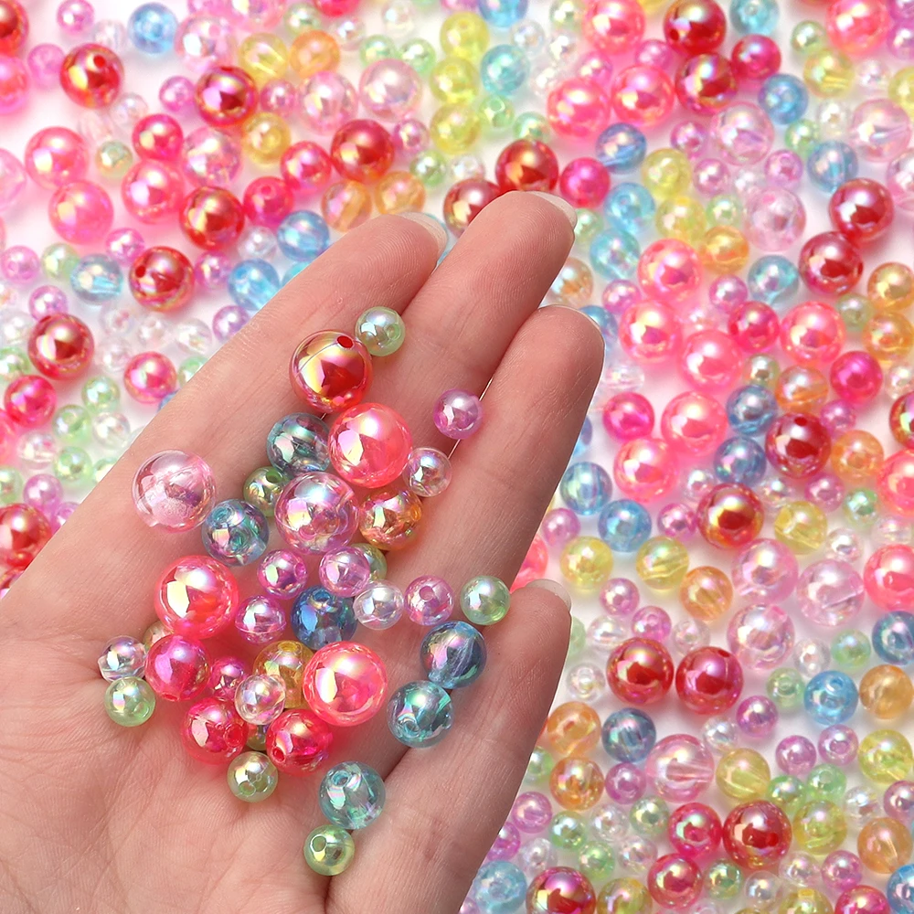 50–300 Stück transparente Milchperlen in AB-Farbe, runde Acrylperlen für die Schmuckherstellung, 6, 8, 10, 12 mm, lose Distanzperlen, DIY-Armband – Detail 8