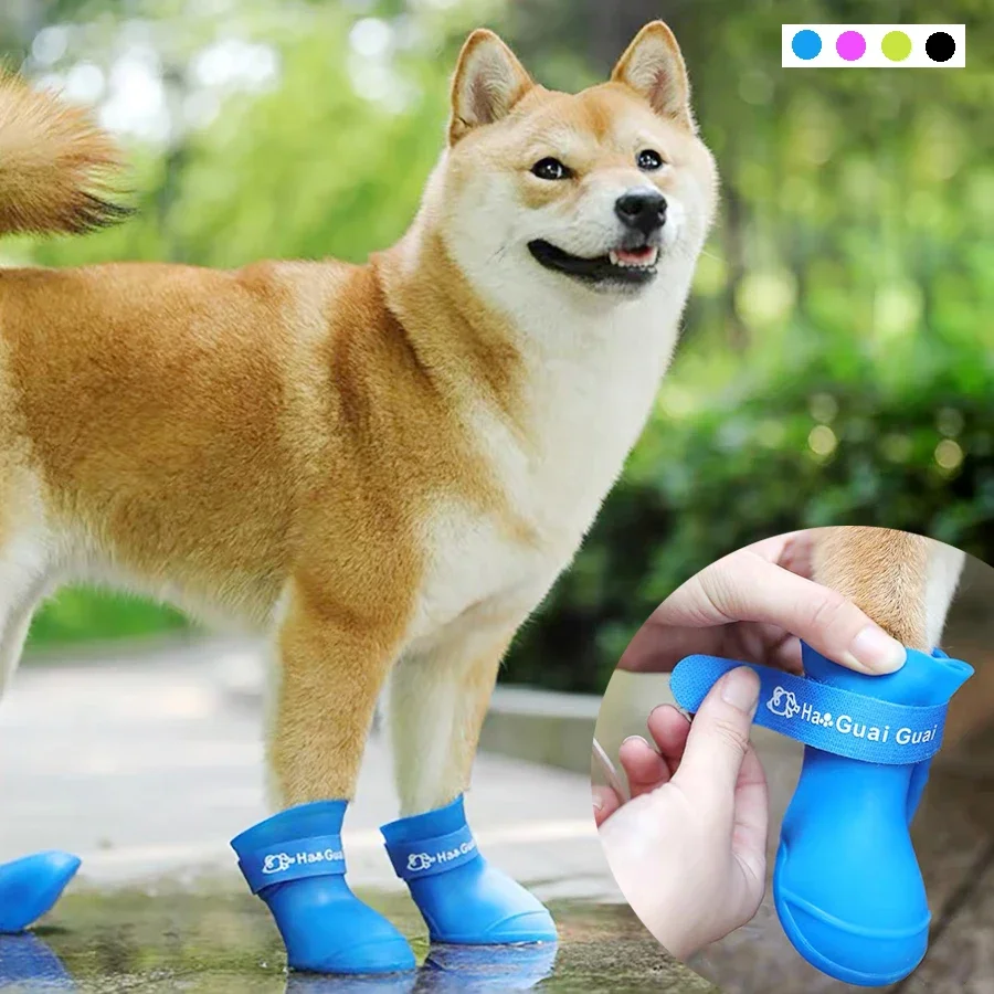 Pet Dog Rainshoes Waterproof Silicone Dog Shoes Anti-skid Boots For Small Medium Large Dogs Cats Rainy Days Appear Pet Supplies