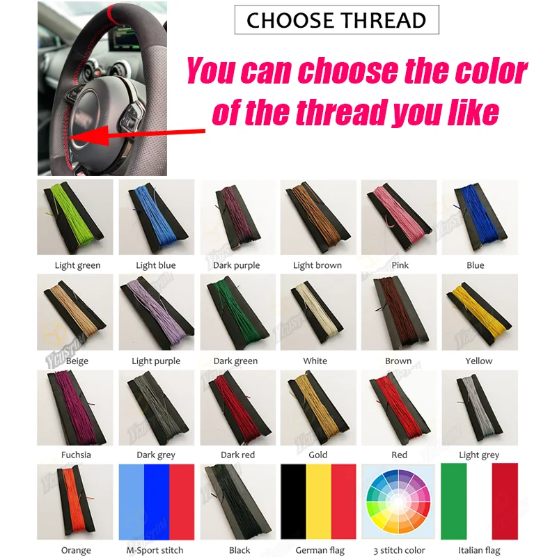 Customized Car Steering Wheel Braid Cover Anti-Slip Suede For Volkswagen VW Golf 7 GTI Golf R MK7 VW Polo GTI Scirocco 2015 2016