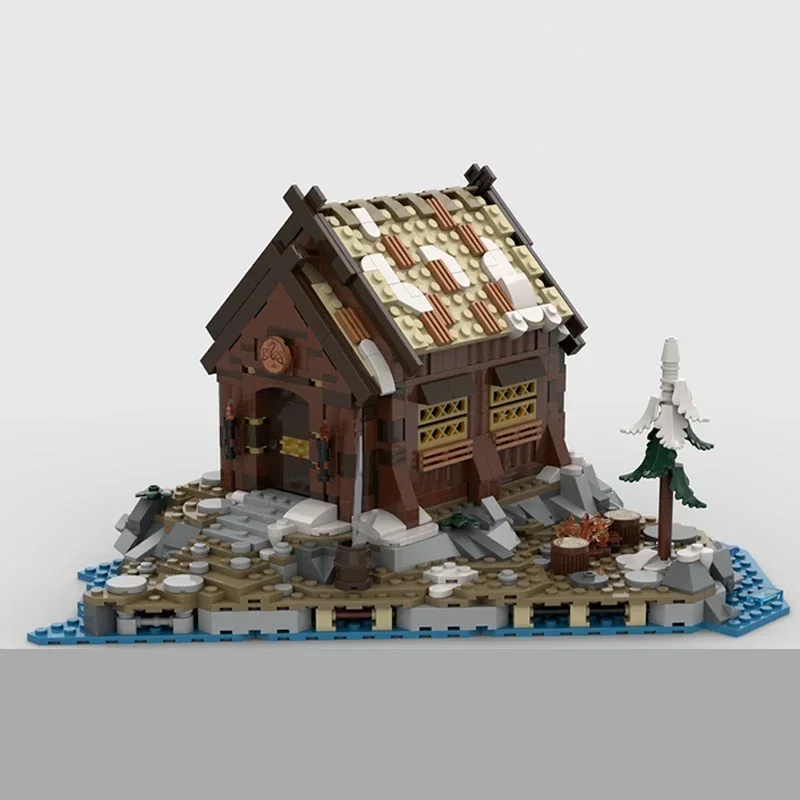 Modelo Medieval Street View, ladrillos de construcción MOC, casa de río vikinga, tecnología Modular, regalo, vacaciones, montar, traje de juguete para niños