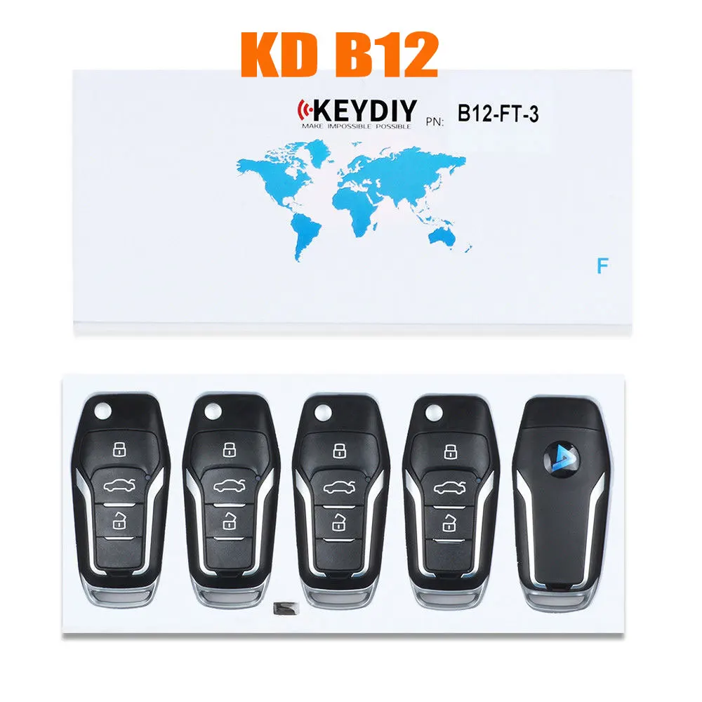 5pcs Keydiy KD B12 Universal Remote Key 3 Button Remote Control Key B12-3/4 4 Buttons for KD-x2 KD900 KD Mini  for Ford Style