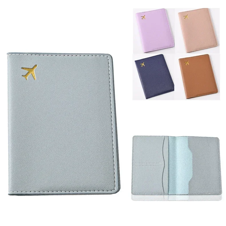 PU Leather Airplane Print Passport Holder Women Men Passport Cover Flight Ticket Clip Multifunctional Passport Wallet Id Holder