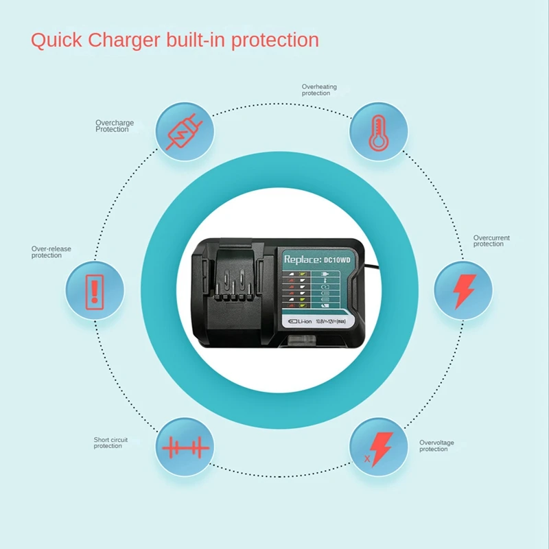 DC10WD Battery Charger Replace For MAKITA Battery 10.8V 12V BL1016 BL1040B BL1015B BL1020B BL10DC10SA CL107FDWY CL107DWM US Plug