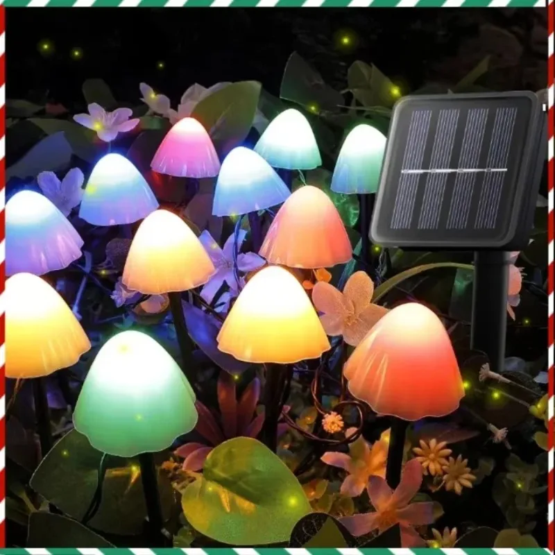

LED Solar String Lights Fairy Path Lawn Landscape Mushroom Lamp Outdoor Christmas Garden Patio Garland Street Decoration