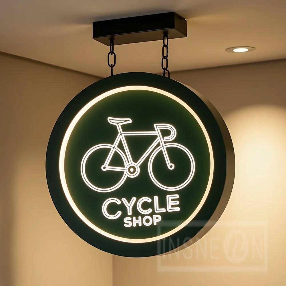 

Custom LED Light Box Outdoor Business Sign Round Waterproof Acrylic Double Sided Backlit Advertising Ceiling Mounted Sign