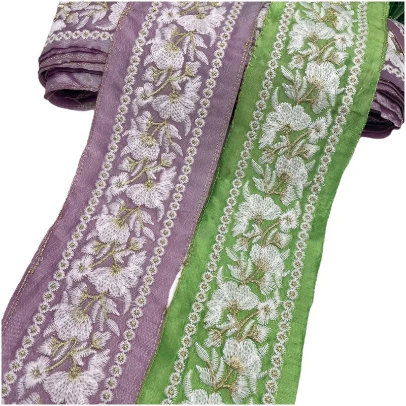 1 Yards Ethnic Embroidered Ribbons Trim DIY for Decoration Handcraft Apparel Sewing Fabric