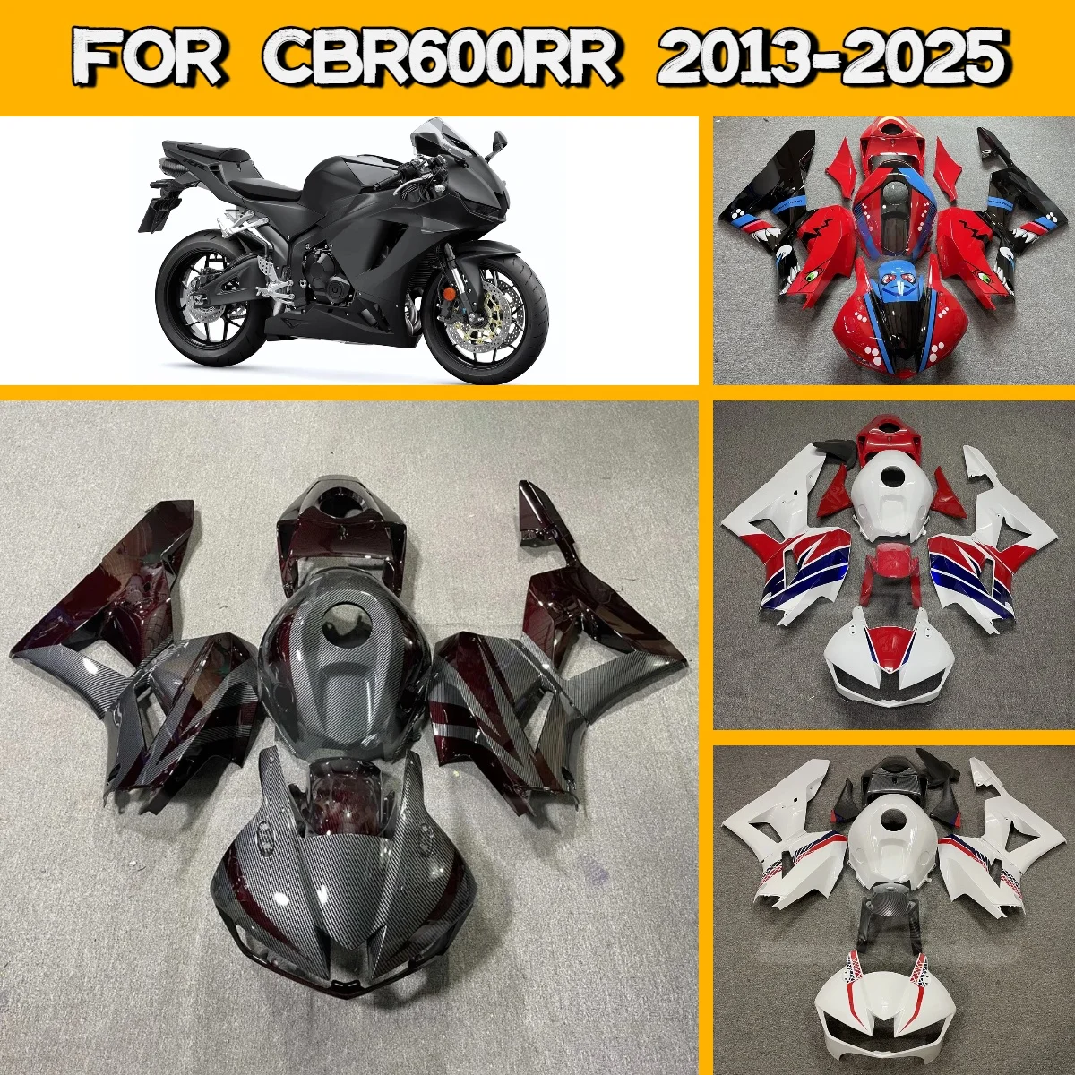 

Prime Fairings 2013-2025 CBR600RR Custom ABS Painted Fairing Set Replacement Fit for 13-25 Honda CBR 600RR