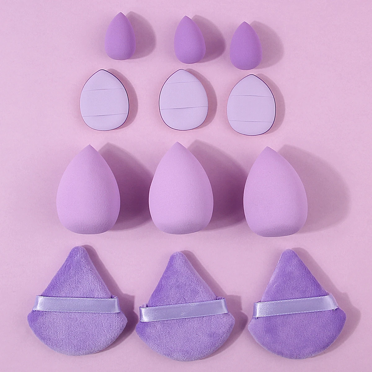 12pieces purple makeup sponge powder puff beauty egg set portable dry and wet dual-purpose non-clogging makeup tools