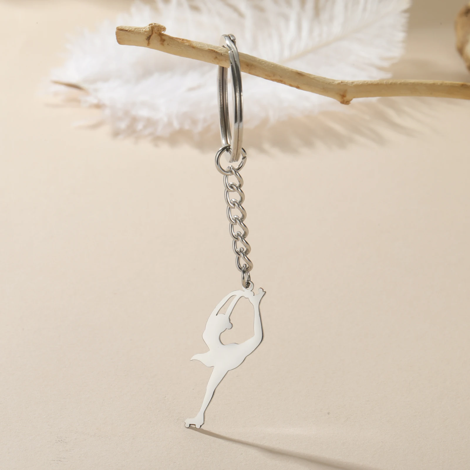 Unift Roller Skater Key Chain Stainless Steel Keychain for Women Child Elegant Dancer Sports Jewelry Daughter Bag Accessories