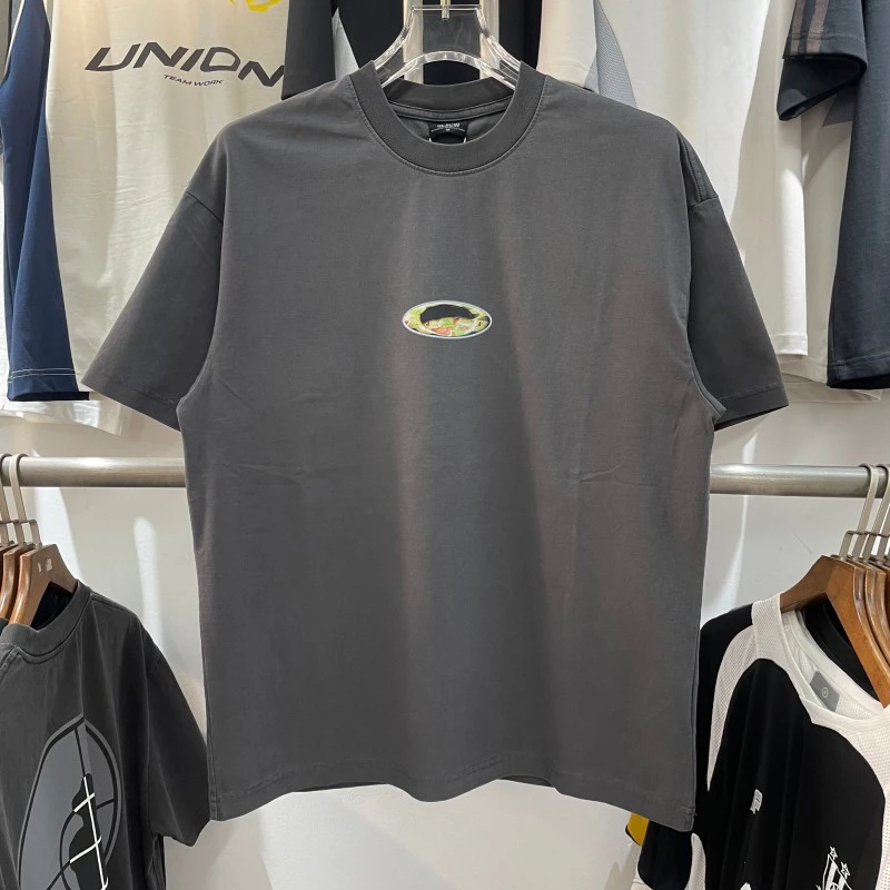 

Waed Vintage round Ne ort Sve T-irt Loose Fit Casual Cotton Polyester Blend Summer Top Street Sle Printed aphic