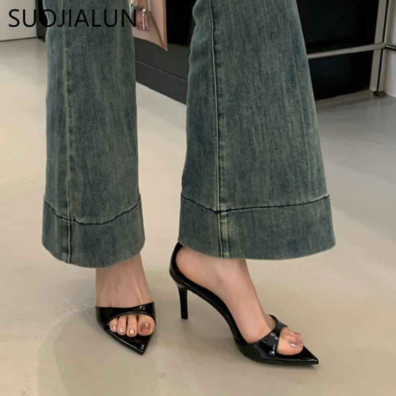 SUOJIALUN Summer Brand Women Sandal Shoes Fashion Pointed Toe Ankle Strap Ladies Elegant Gladiator Shoes Thin High Heel Pumps image 3