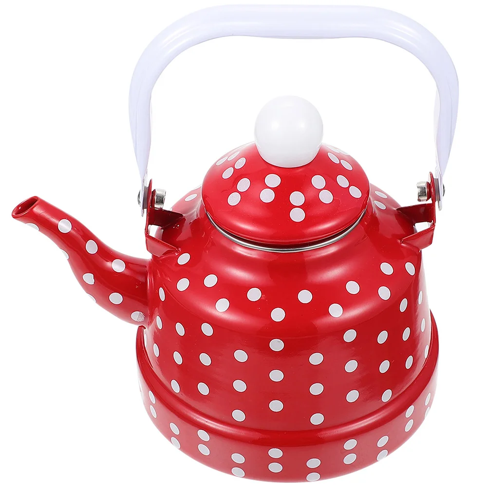 

Enamel Kettle Vintage Teapot Coffee Water Boiling Enameled Christmas with Handle Foldable Practical