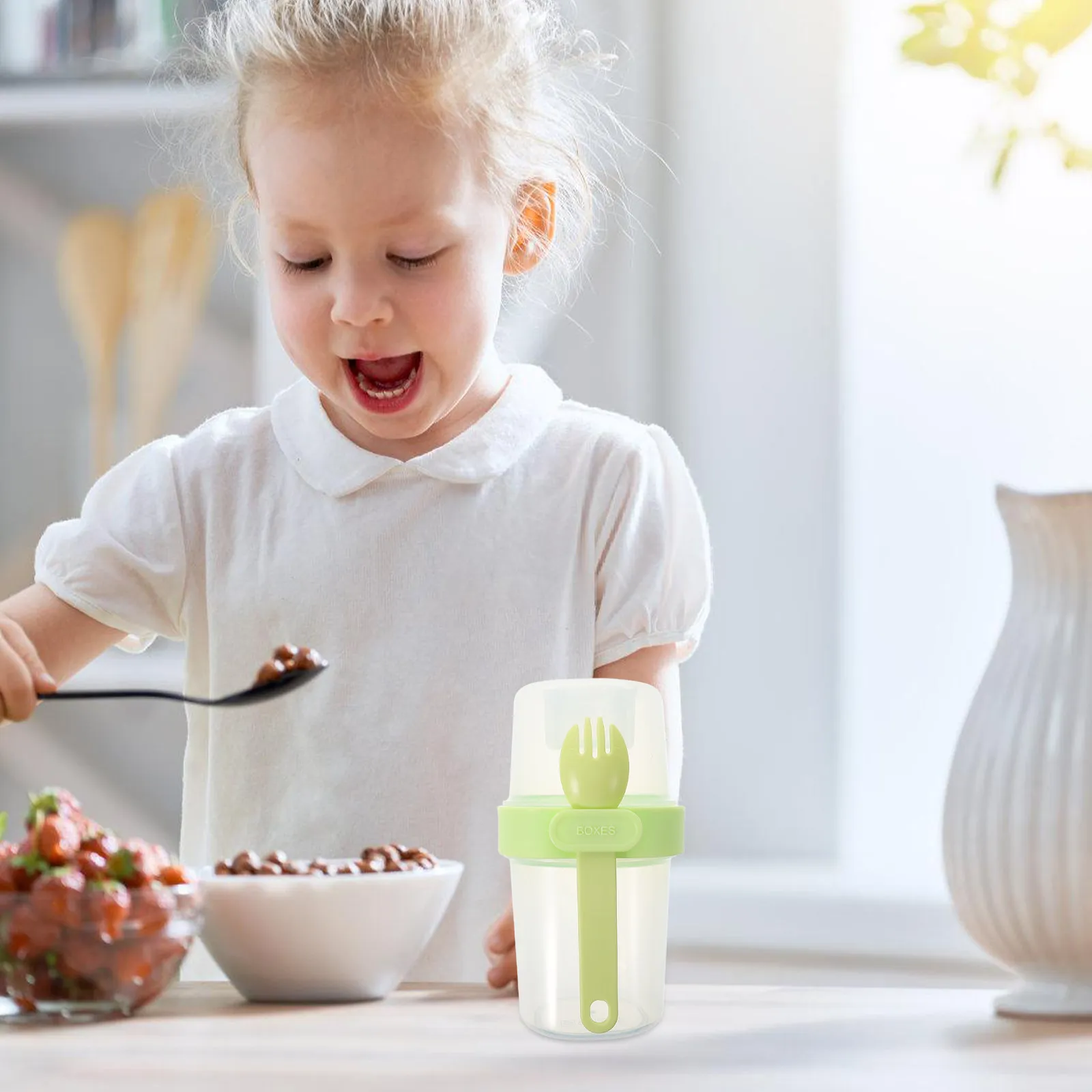 Reusable Double Layer Oatmeal Cup Portable Breakfast Container for Kids with Lid Spoon Yogurt Parfait Cereal Milk Overnight Oats