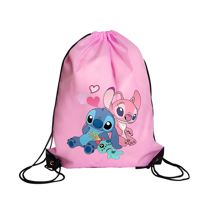 Disney Stitch borsa con coulisse Cartoon Sports zaino impermeabile Bundle Pocket Anime Terylene borse da basket bambini regali carini