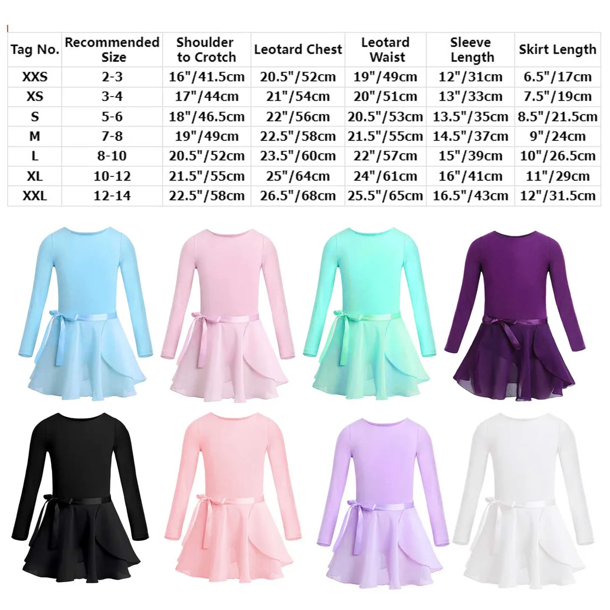 Kids Girls Ballet Leotard Tutu Dress Ballerina Gymnastic Dance Class Costume Cotton Dancewear with Chiffon Tied Skirt Set