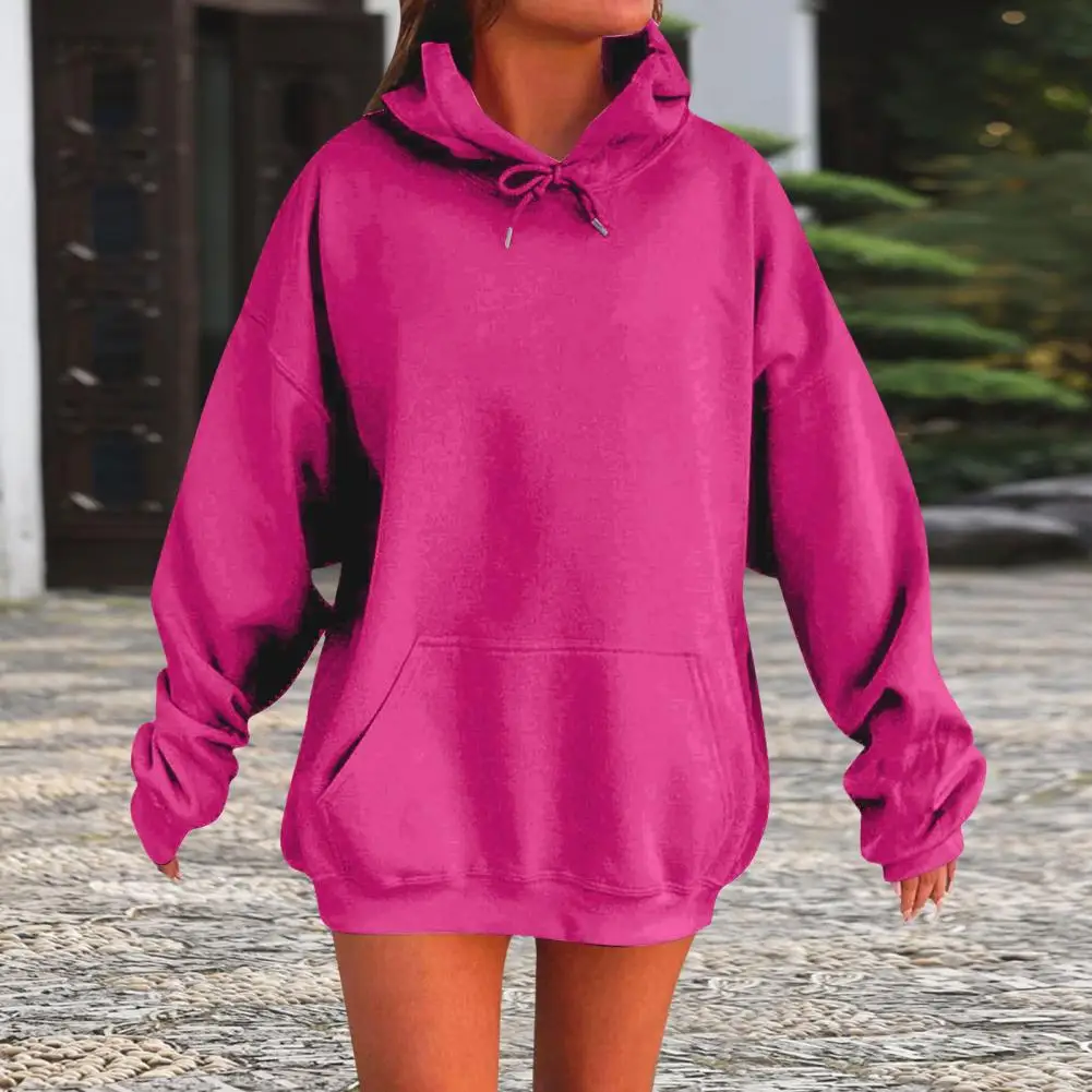 

Lightweight Hooded Top Cozy Oversized Hoodie For Women With Big Front Pocket Mid Length Loose Fit Thick Thermal For Sport