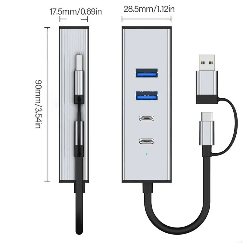 

4X7E Fast Speed USB C Hub 10Gbps USB 3.2 Type C 3.2 Port For Laptops Desktops Smartphones Tablets Mouse Keyboards Card Reader