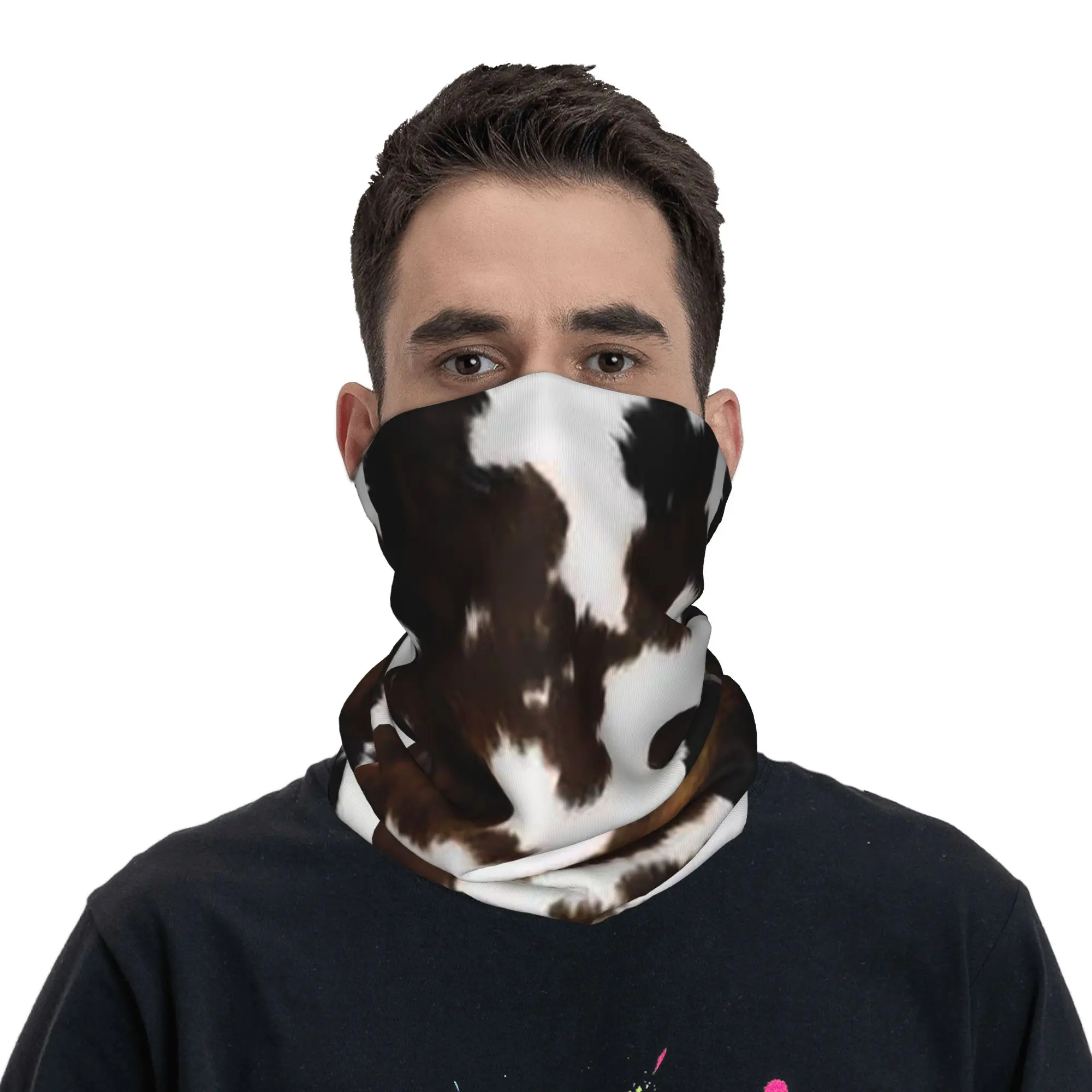 

Cow Print Bandana Neck Gaiter Printed Wrap Mask Scarf Face Mask Riding Unisex Adult Washable