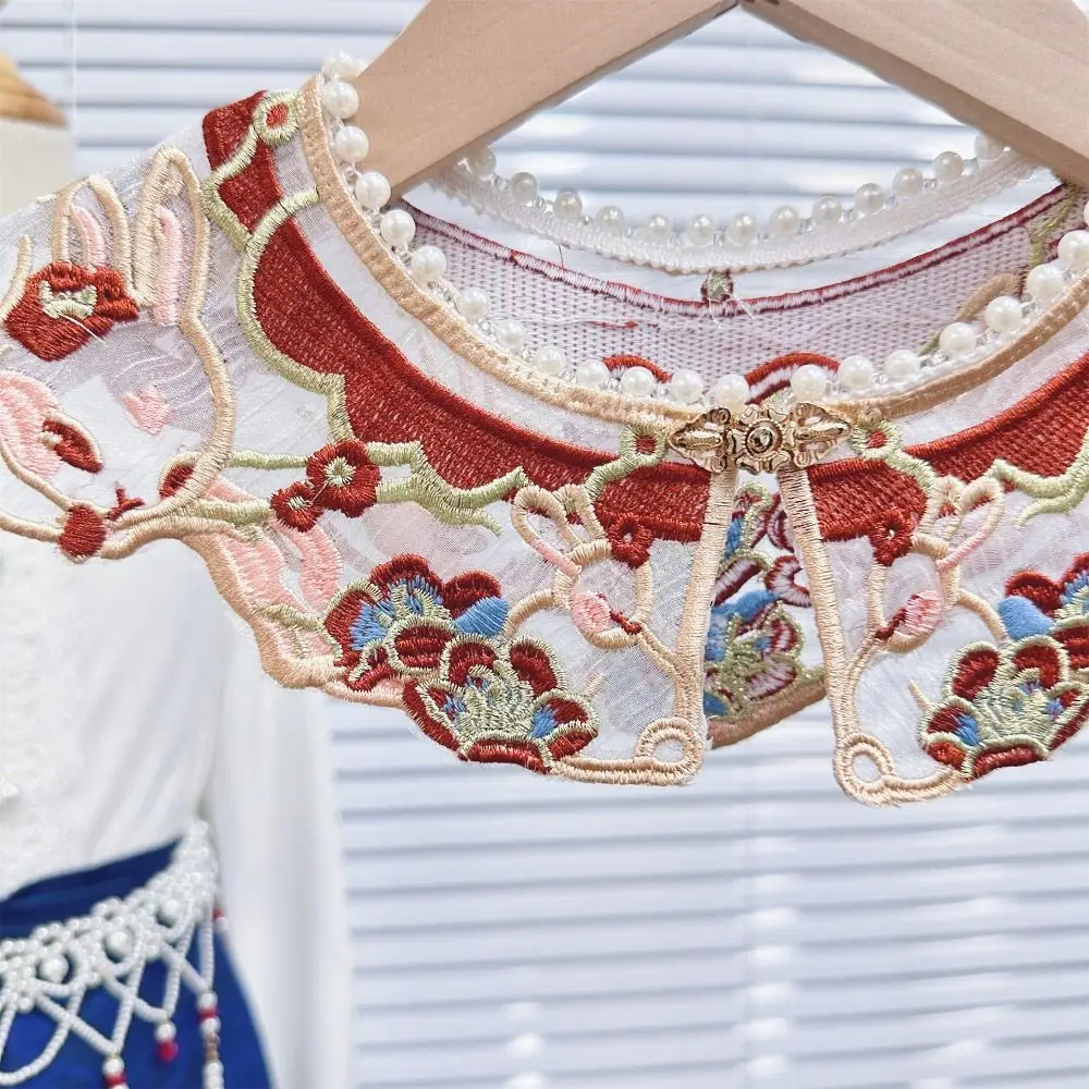 Retro Elegant Hanfu Shawl Floral Pattern Chinese Style Hanfu Shoulder Collar Vintage Decorative False Collar Photography Prop
