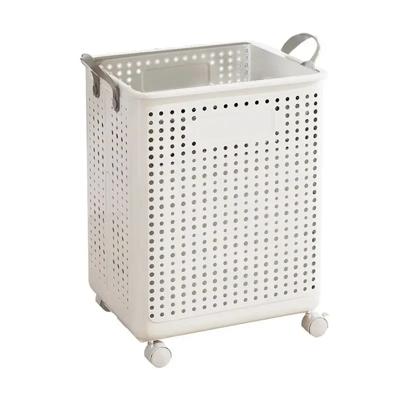 J1UL1N Household Folding Dirty Laundry Basket Bathroom Laundry Basket With Pulley Basket