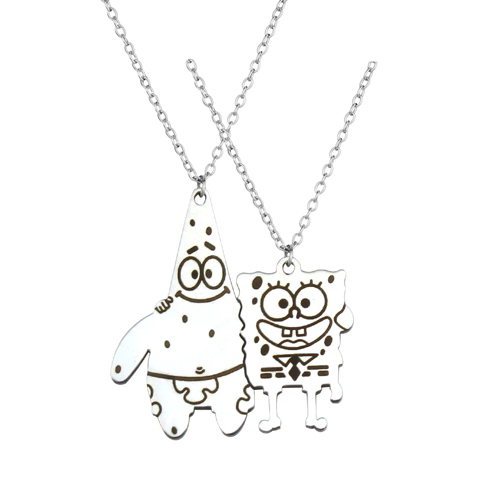 2pcs/set Best Friends Lover Couple Matching Pendant Necklace Cartoon Character Star Chain Necklace Friendship Jewelry Gifts