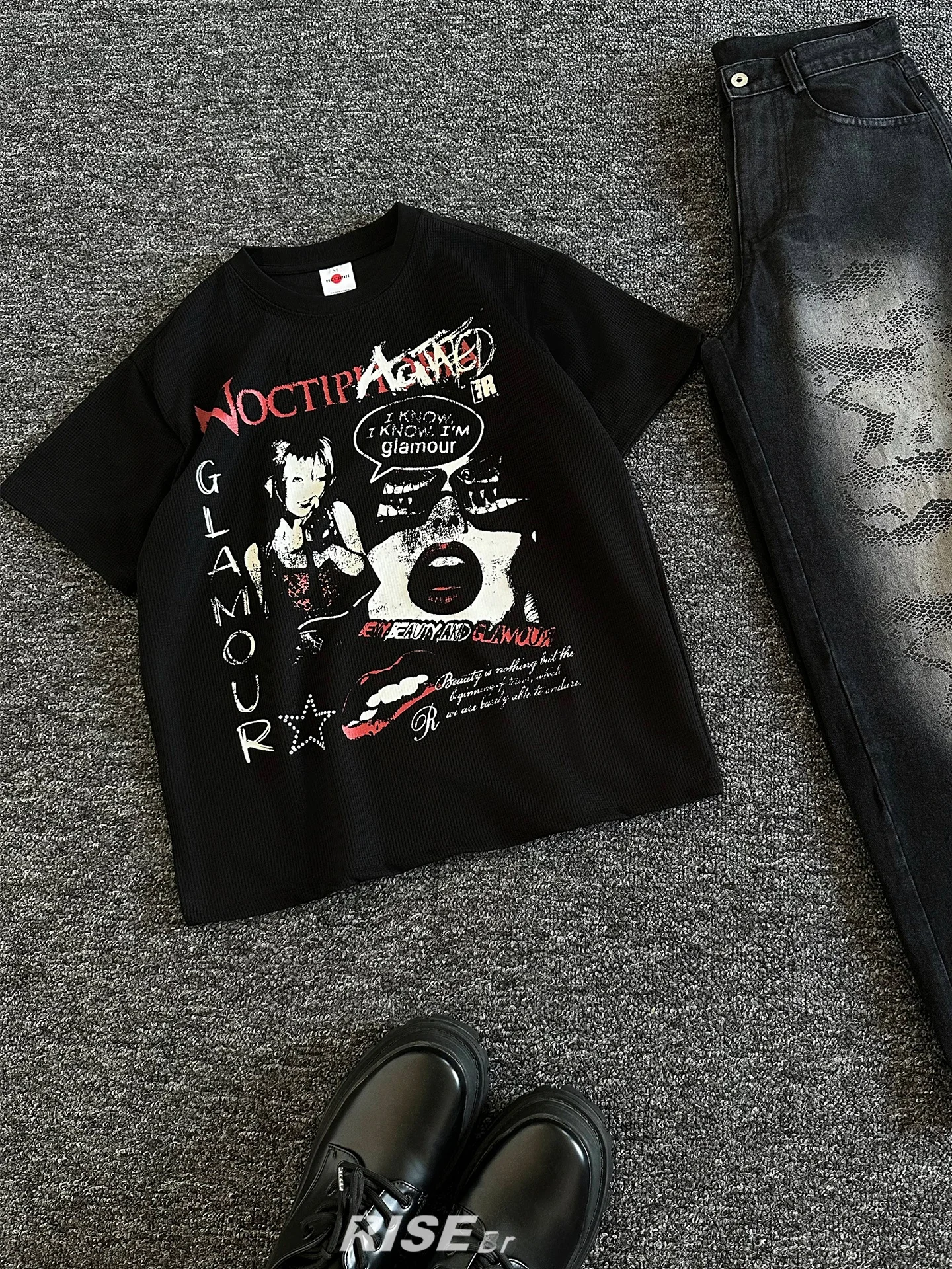 

Футболка Rise American Retro Bla ort Sve из чистого хлопка с принтом, удобная, дышащая, для весны и лета