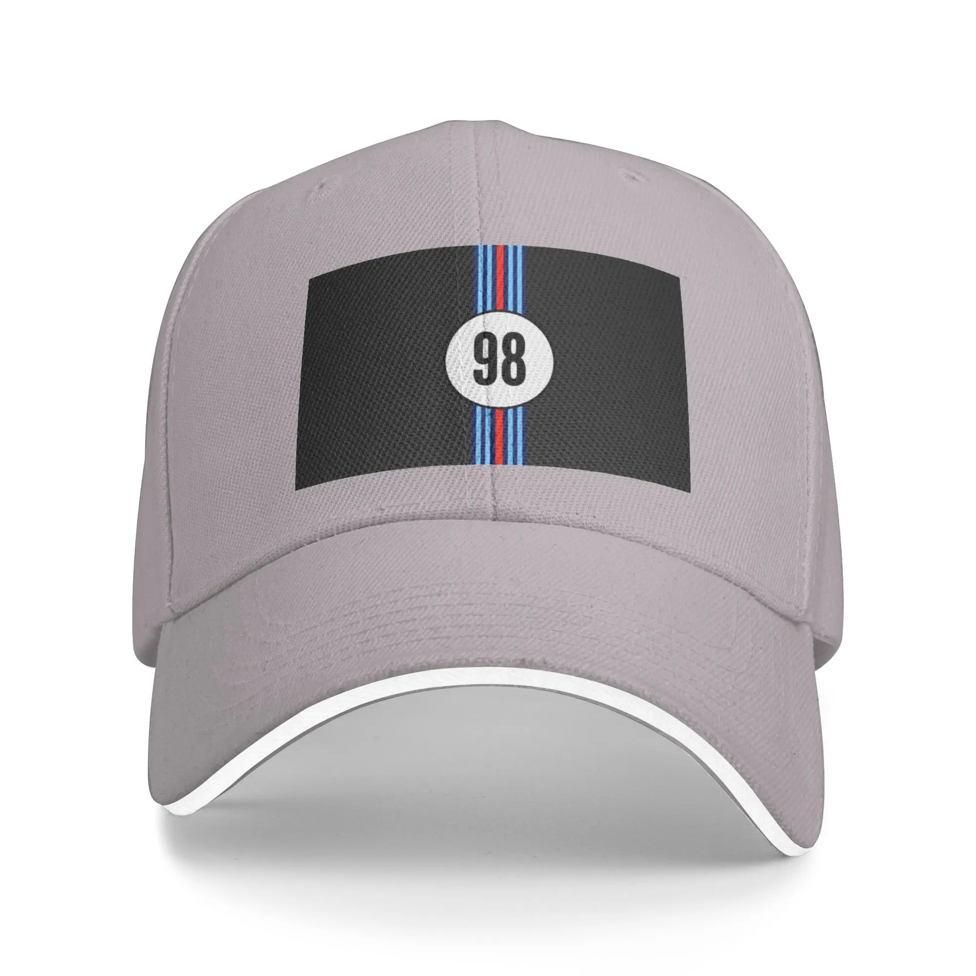 Fashion Martini Racing Stripes Carbon Background  98  Curved Brim Baseball Cap Covering Face Without Makeup Summer Woman Hat