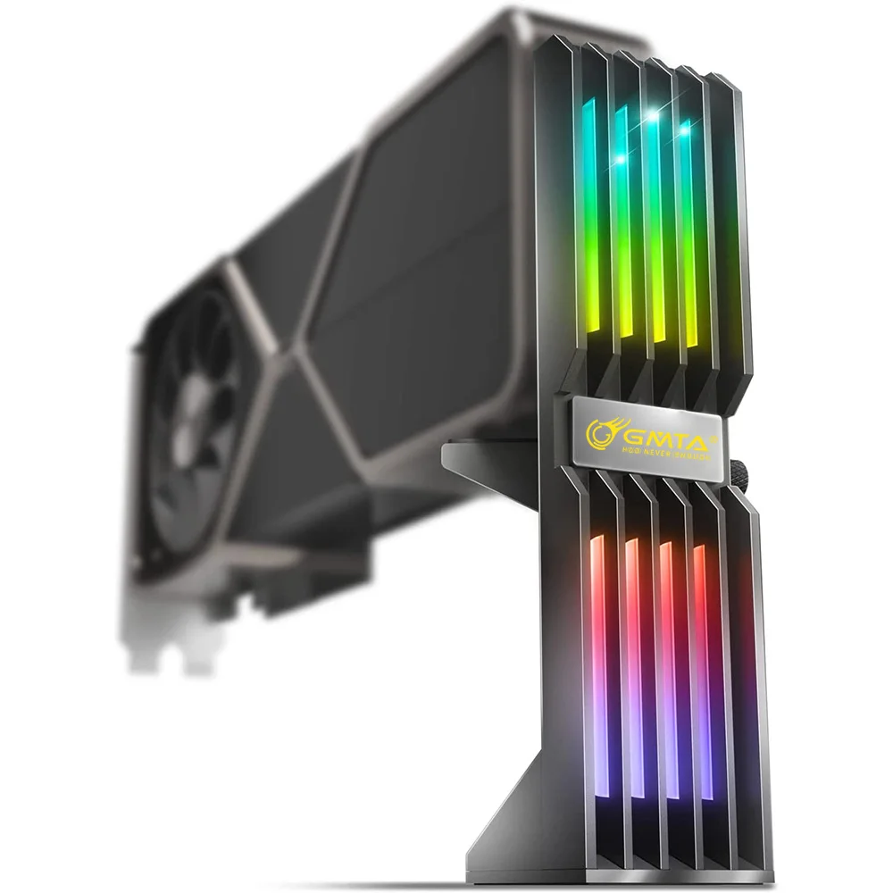 

GMTA RGB GPU Support Bracket, Graphics Card Holder, Addressable RGB 5V 3PIN RGB Connector (Black)